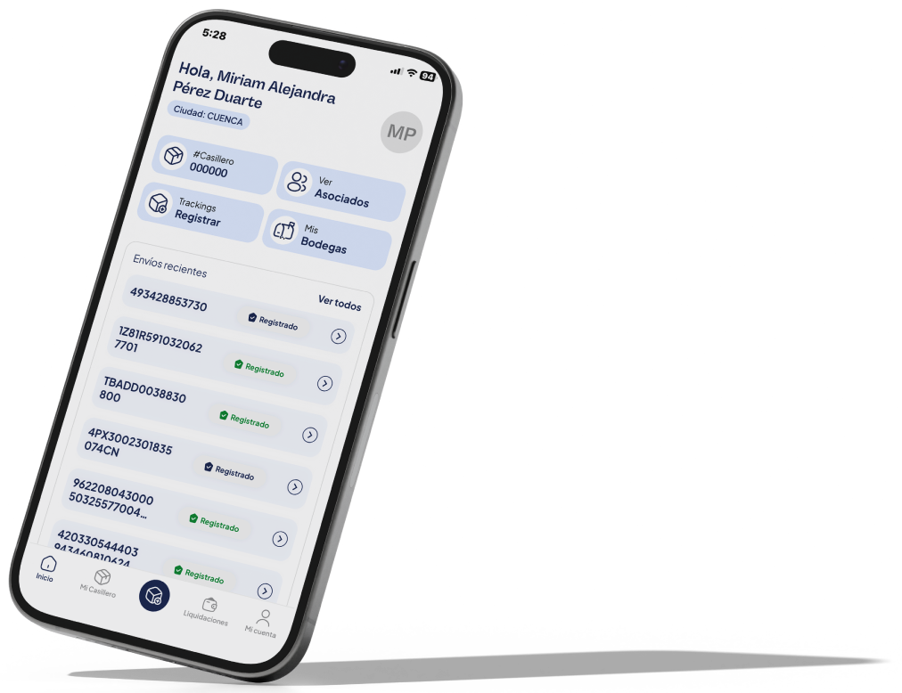 App de RioCargo Express en un teléfono